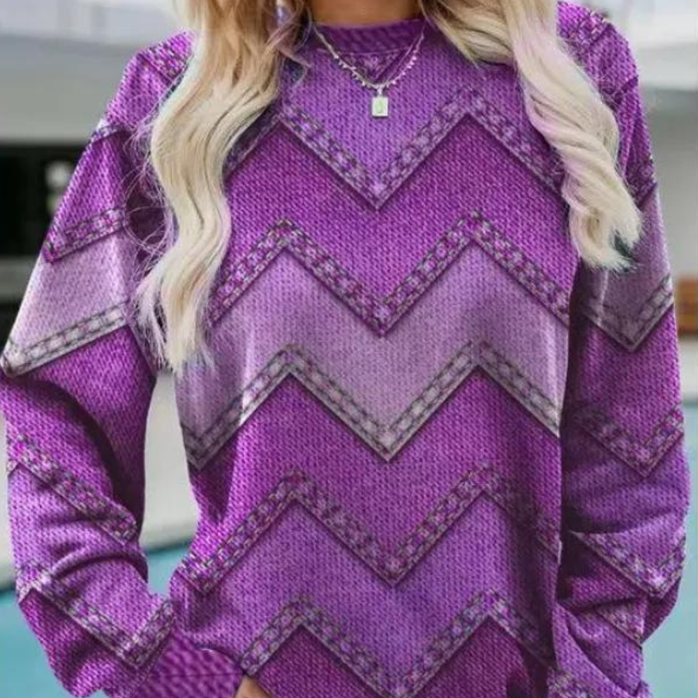 Knitted Women's Sweater with Chevron Pattern – Ylva - 6
