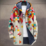 Retro Men's Jacket with Color Block Print and Hood - Eliano
