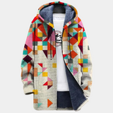 Retro Men's Jacket with Color Block Print and Hood - Eliano
