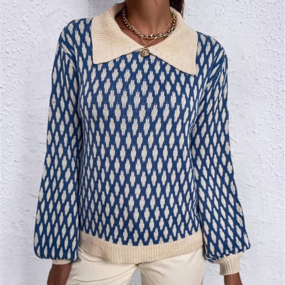 Knitted Women's Sweater with Collar- Solveig