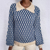 Knitted Women's Sweater with Collar- Solveig