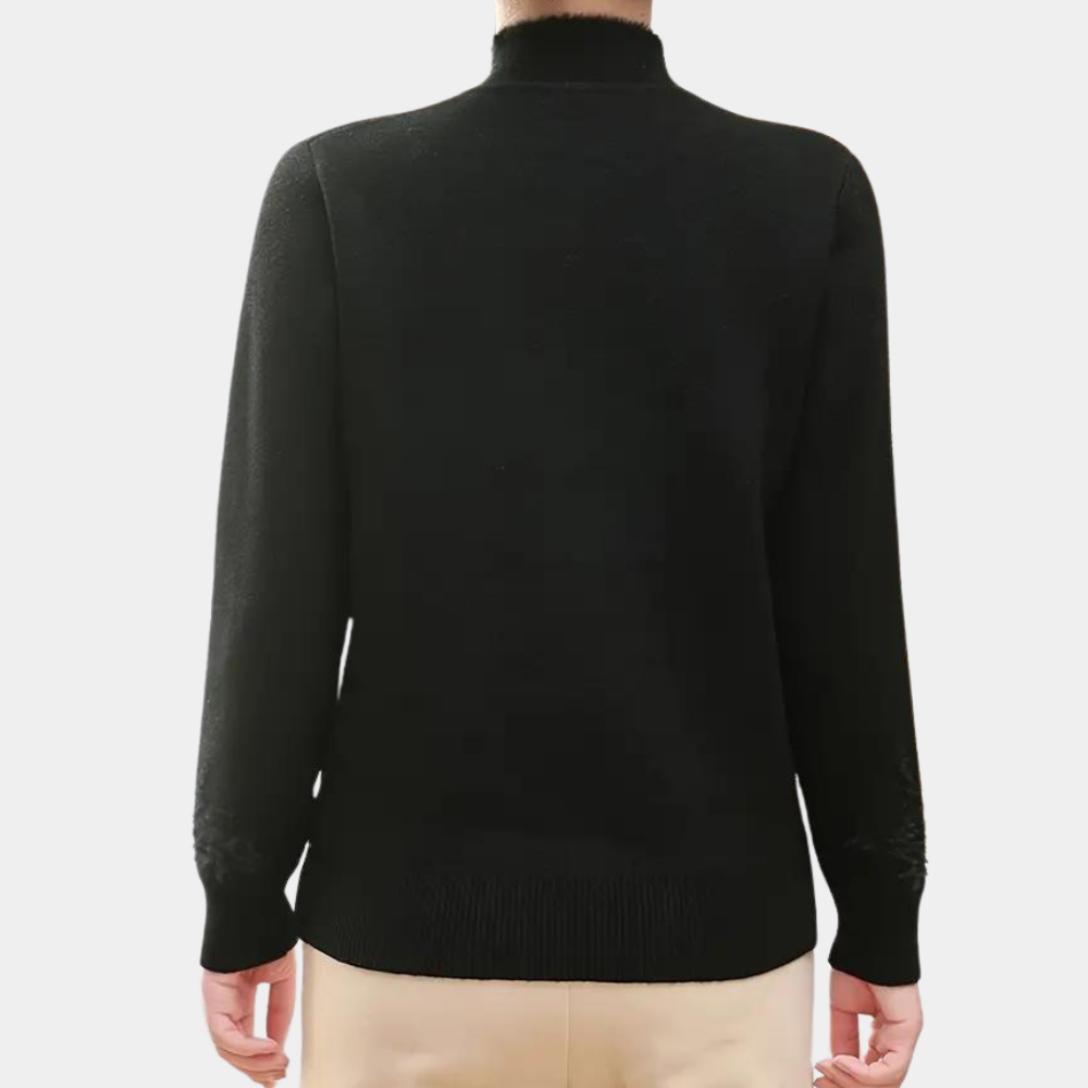 Knitted Ladies' Sweater with Floral Pattern and High Collar – Alfhild - 6
