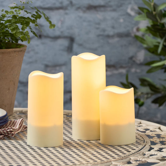 Solar LED Candle Set – 3 Heights, Warm White Light & Weatherproof Design