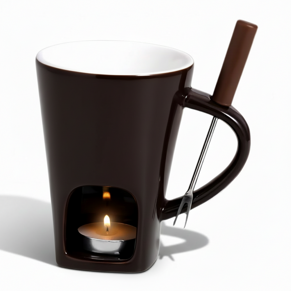 Fondue Set Ceramic Candle Heated Chocolate Cheese Dessert Pot