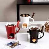 Fondue Set Ceramic Candle Heated Chocolate Cheese Dessert Pot