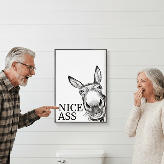 Wall Art – Funny Bathroom Canvas, Rustic Farmhouse & Moisture-Resistant Print