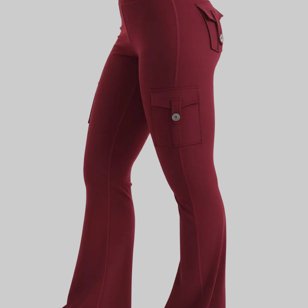 Cargo Pants High Waist Flare Pocket Wide Leg Womens Trousers