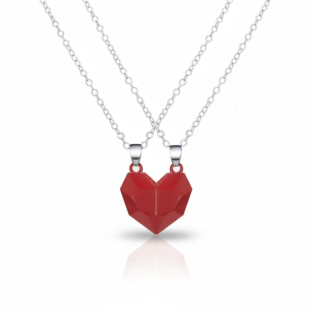 Necklace Couple Magnetic Heart Electrocardiogram Pendant Set
