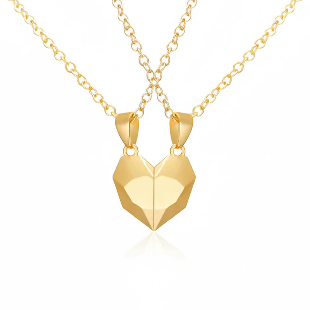 Necklace Couple Magnetic Heart Electrocardiogram Pendant Set