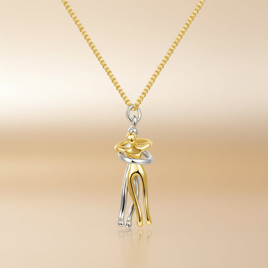 Couple Pendant Necklace – Stainless Steel, Gold-Silver Finish & Hypoallergenic Design
