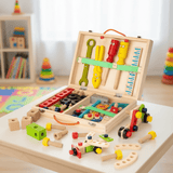Montessori Wooden Tool Kit – Carry Case, Child-Safe Finish & Colorful Accessories
