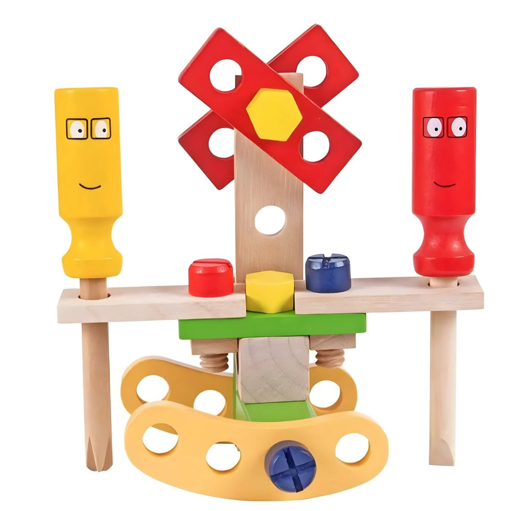 Montessori Wooden Tool Kit – Carry Case, Child-Safe Finish & Colorful Accessories
