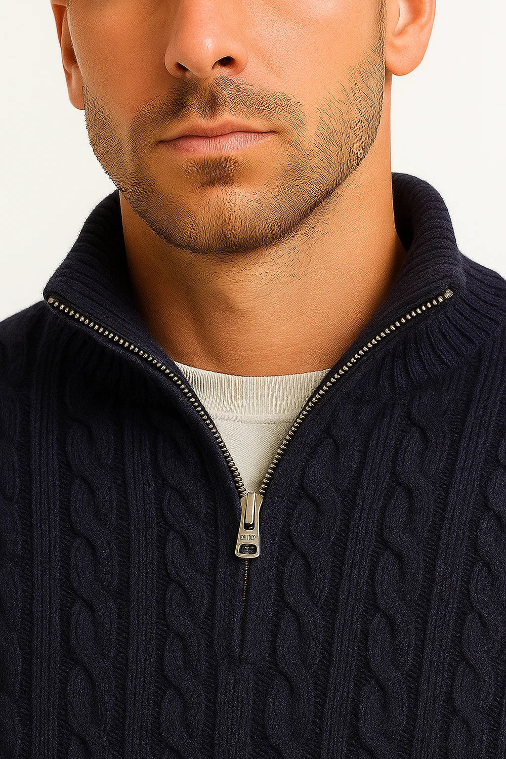 Michael - Cable-Knit Quarter-Zip Men's Sweater