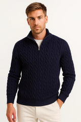 Michael - Cable-Knit Quarter-Zip Men's Sweater