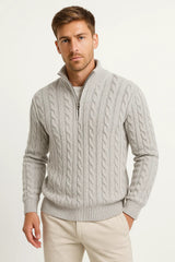 Michael - Cable-Knit Quarter-Zip Men's Sweater