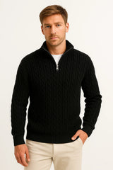 Michael - Cable-Knit Quarter-Zip Men's Sweater