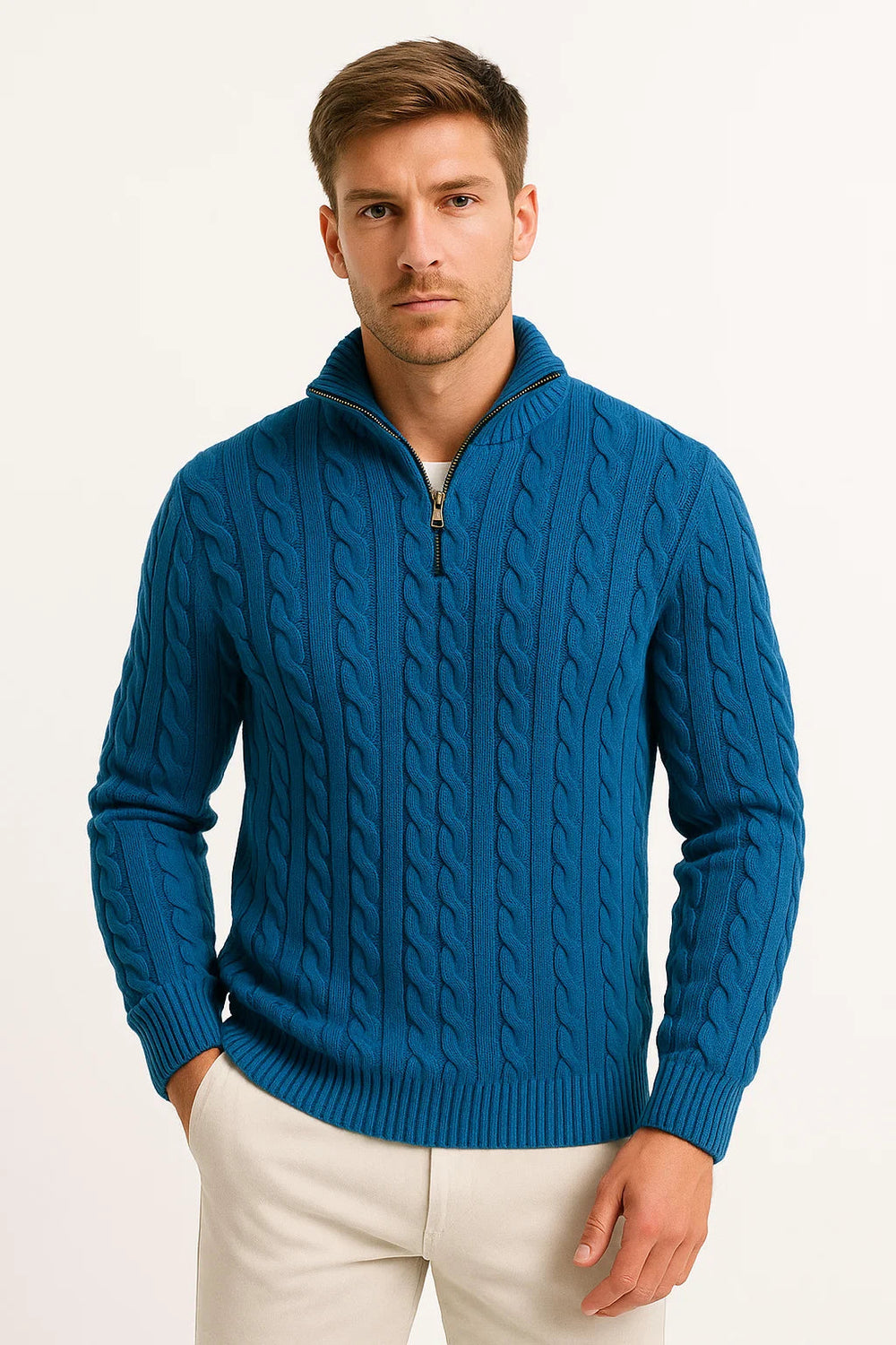 Michael - Cable-Knit Quarter-Zip Men's Sweater