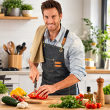 Canvas Work Apron – Cross-Back Straps, Multiple Pockets & Riveted Seams