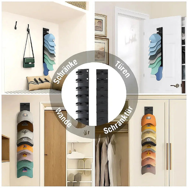 Wall-Mounted Cap Organizer – Store 10 Caps Neatly, No More Crushed Brims!
