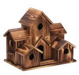 Wooden Birdhouse with 6 Entrances – Natural Wood, Weatherproof, 13×19.8×15cm