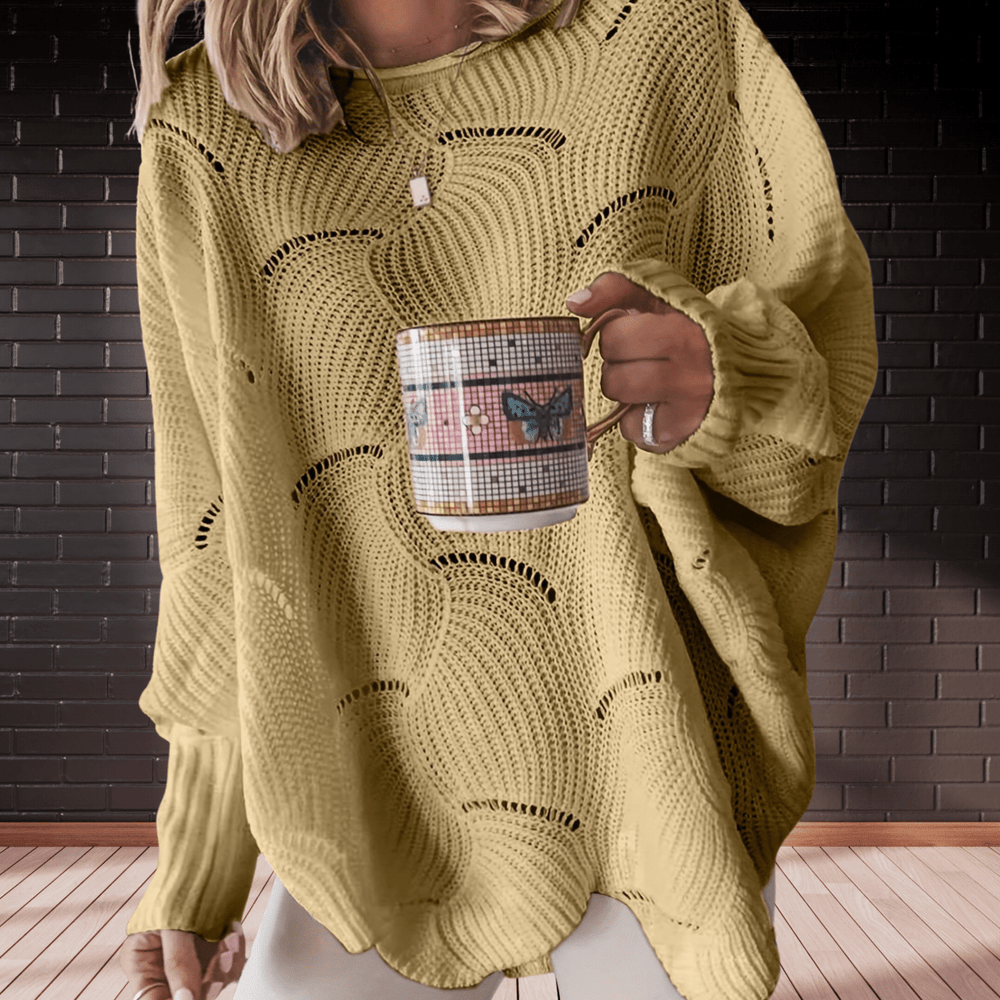 Women's ribbed fall sweater with an asymmetric hem â€” Annelie