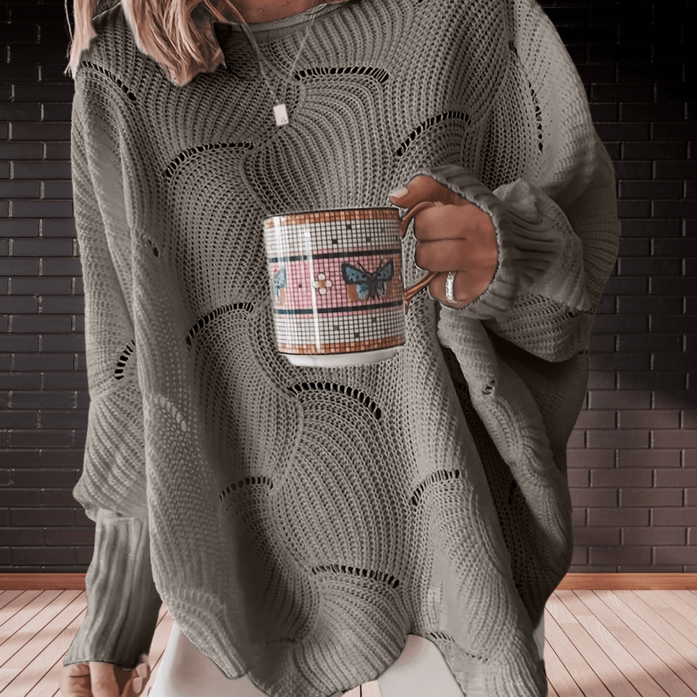 Women's ribbed fall sweater with an asymmetric hem â€” Annelie