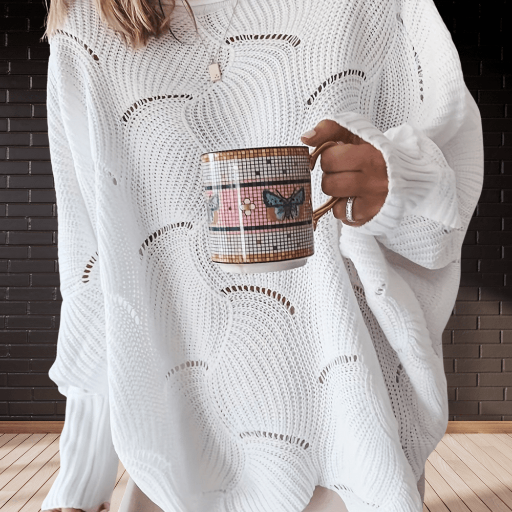 Women's ribbed fall sweater with an asymmetric hem â€” Annelie