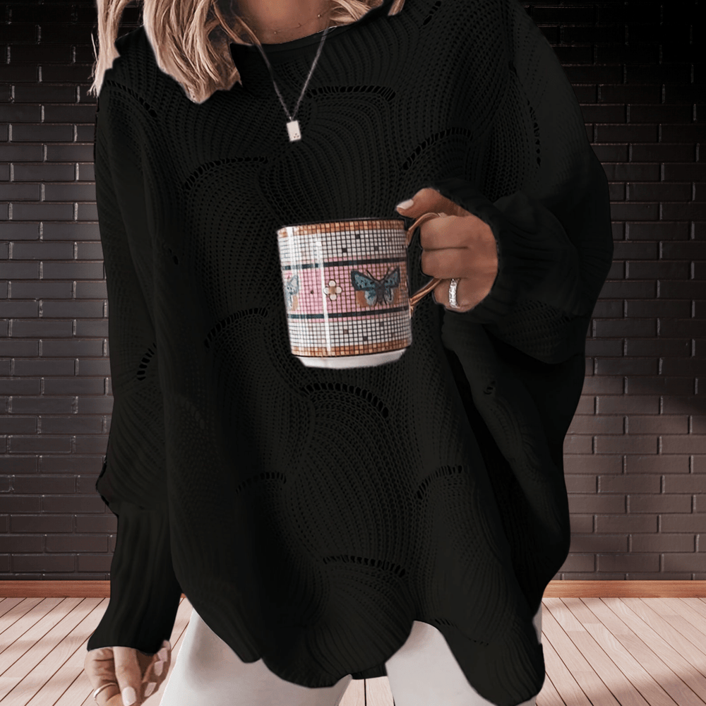 Women's ribbed fall sweater with an asymmetric hem â€” Annelie