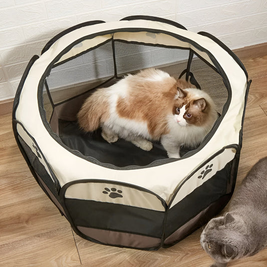 Cat Playpen – Foldable Design, 360° Breathable Mesh & Portable Pet Tent