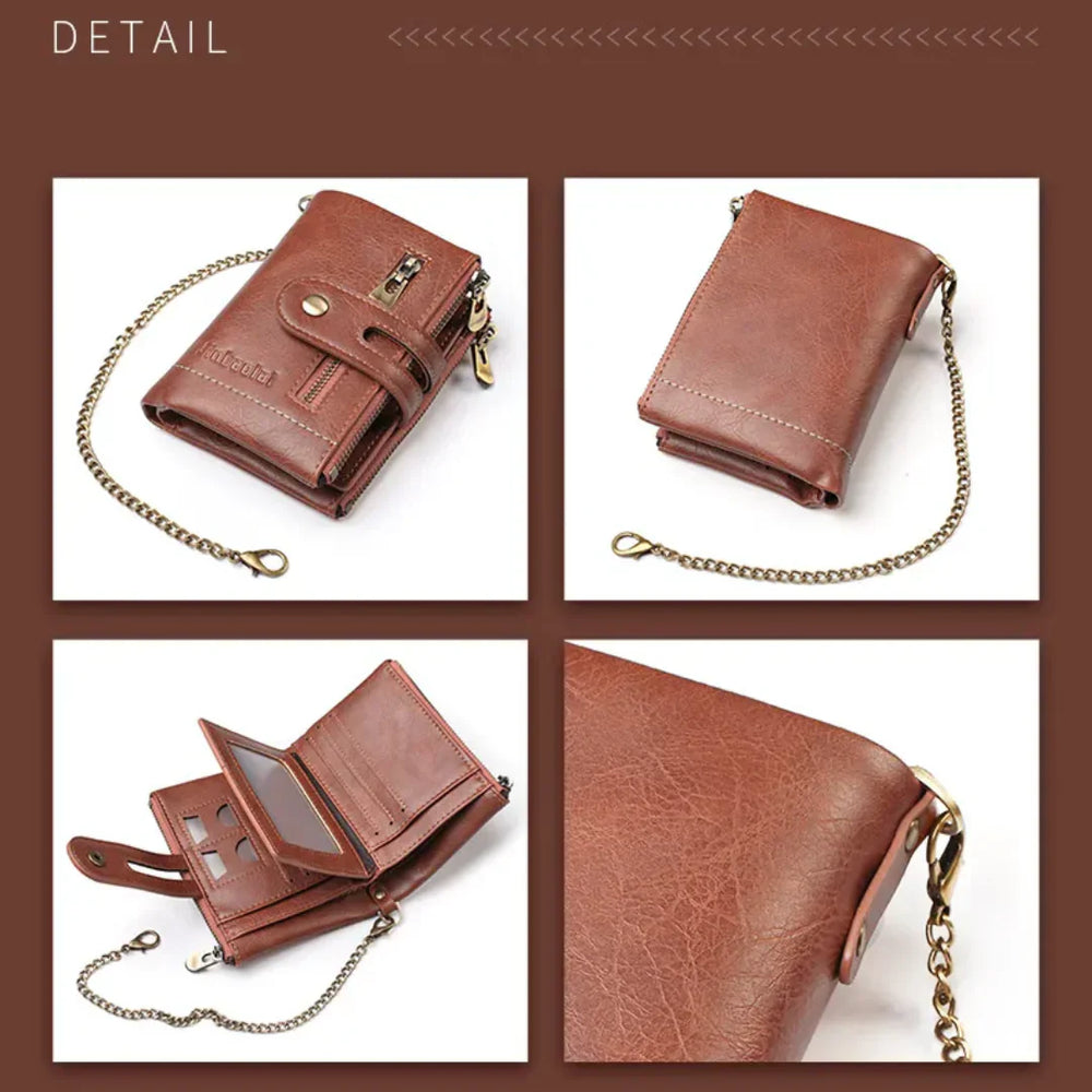 Optimized Product Title: **Retro Leder Brieftasche mit Kette – 13 Kartenfächer, Doppelreißverschluss & Stilvolles Design für Damen** 

This title includes relevant keywords while enhancing clarity and appeal for potential buyers.