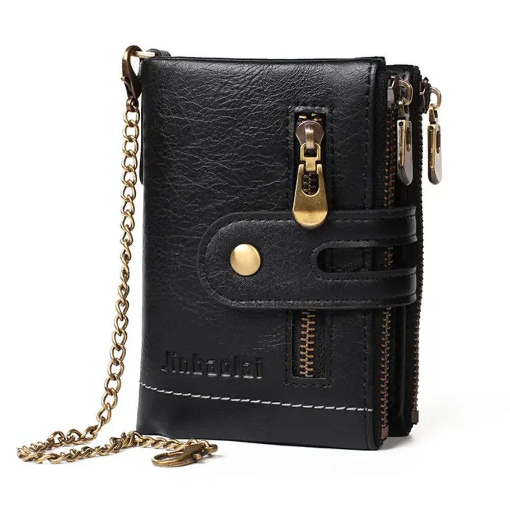 Optimized Product Title: **Retro Leder Brieftasche mit Kette – 13 Kartenfächer, Doppelreißverschluss & Stilvolles Design für Damen** 

This title includes relevant keywords while enhancing clarity and appeal for potential buyers.