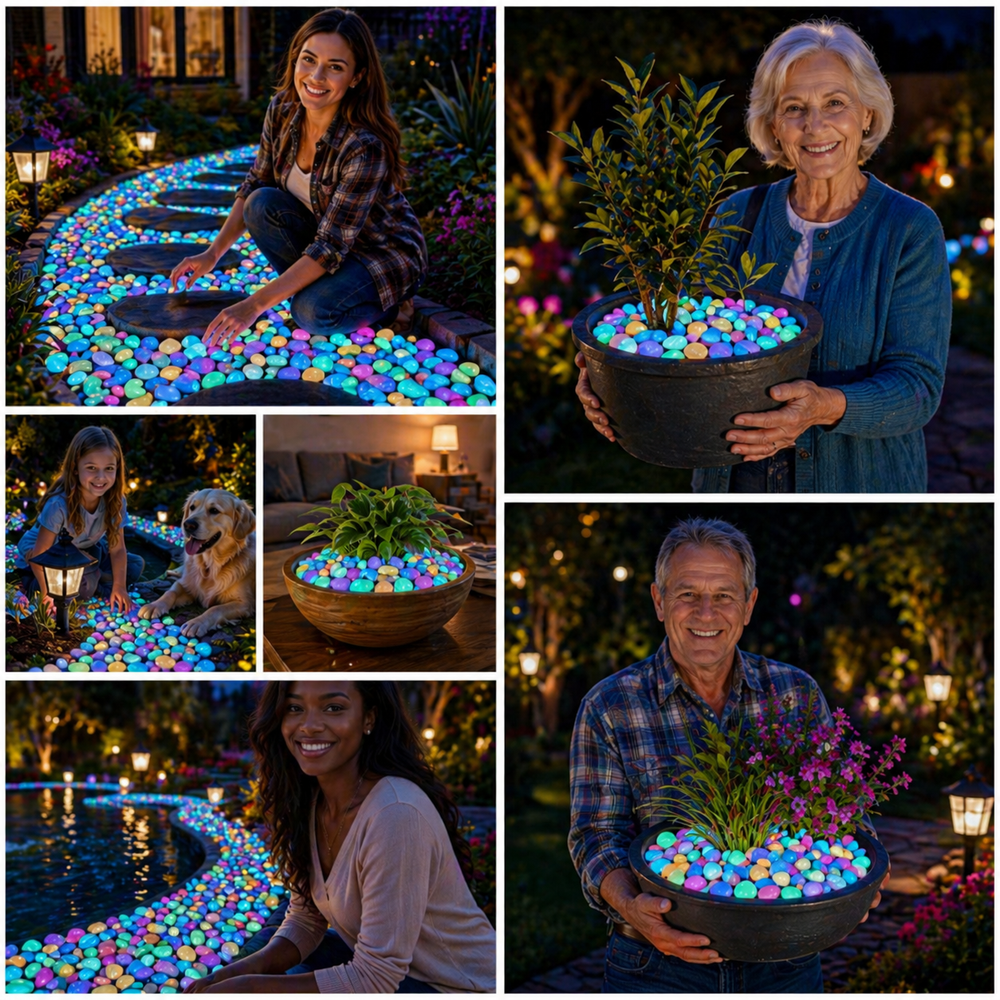 Glow-in-the-Dark Garden Pebbles – Solar-Charged Resin, 10-Hour Glow, Garden & Aquarium Safe