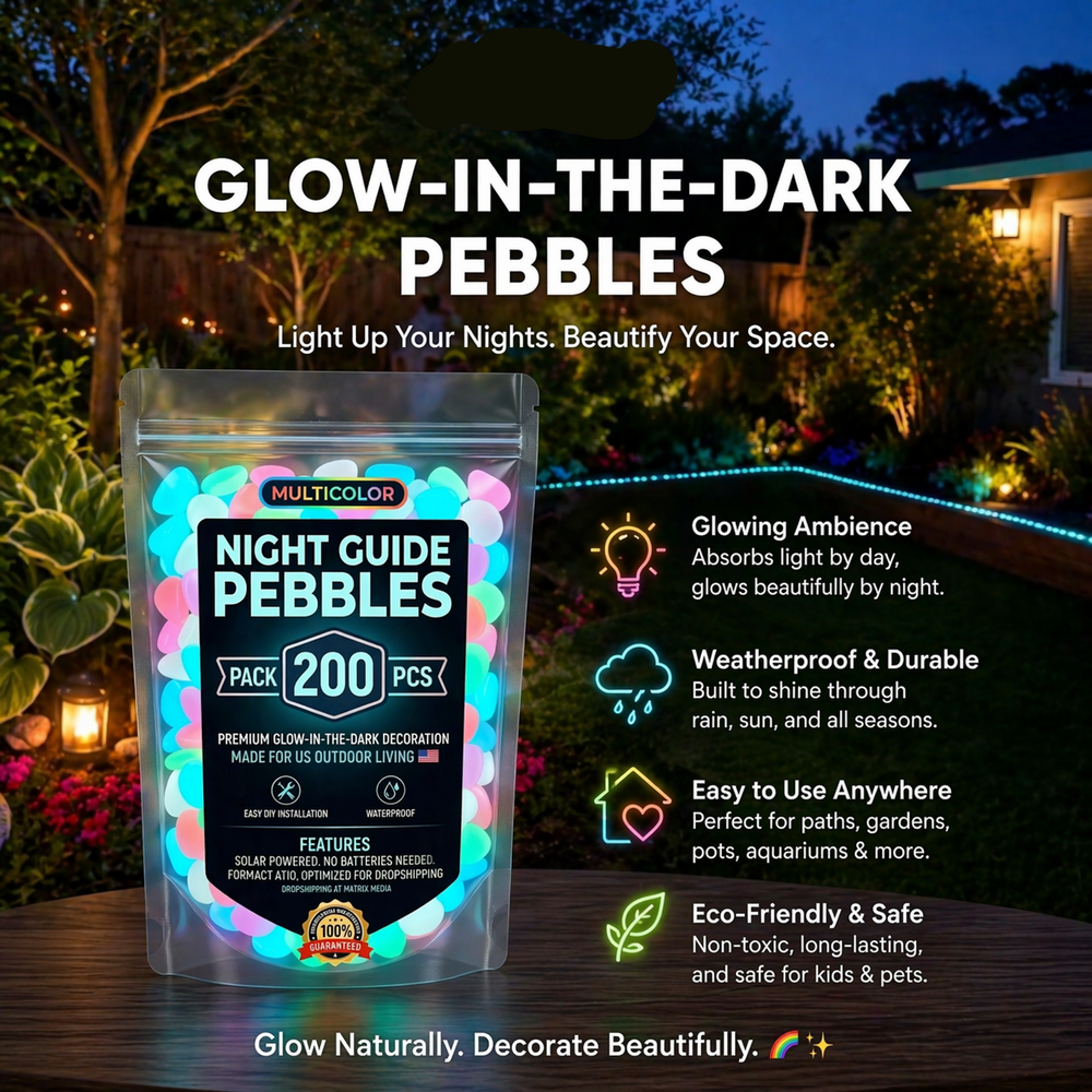 Glow-in-the-Dark Garden Pebbles – Solar-Charged Resin, 10-Hour Glow, Garden & Aquarium Safe
