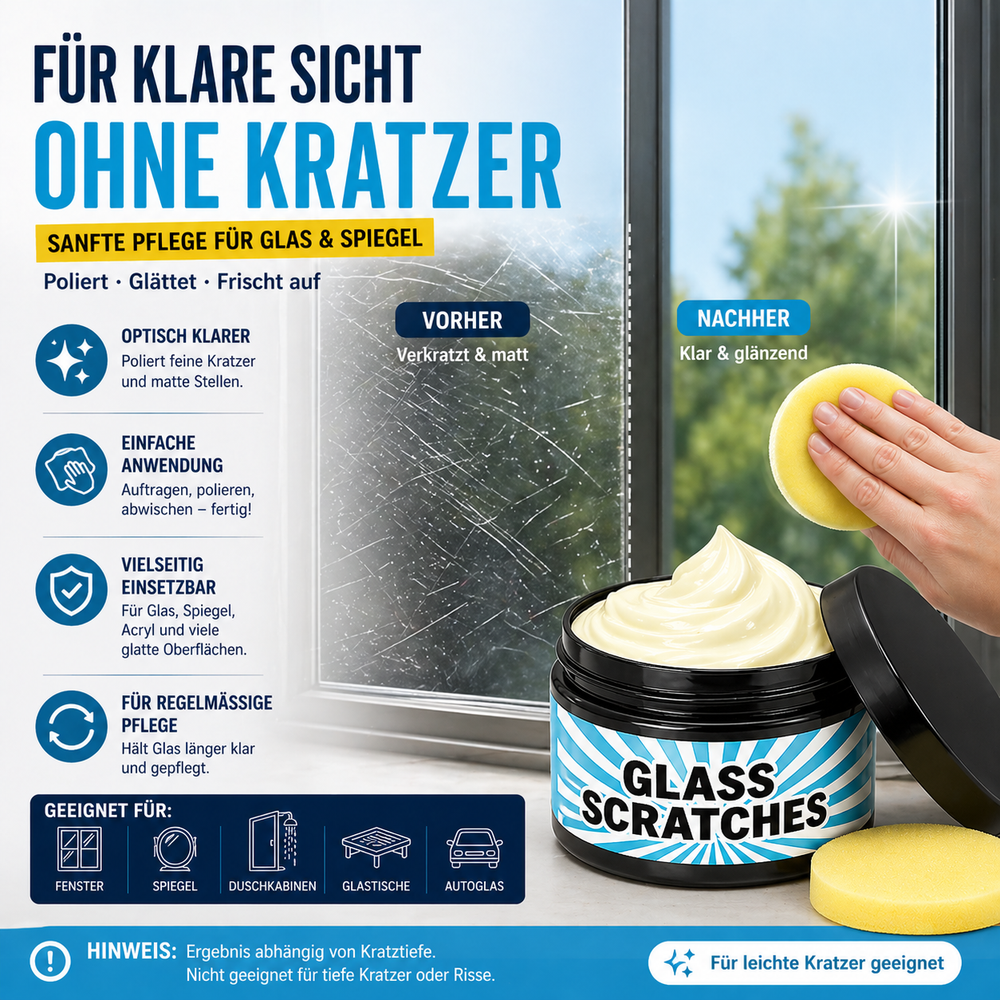 Glass Scratch Remover Cream – 2x30g, Window & Car, Polishing Compound
