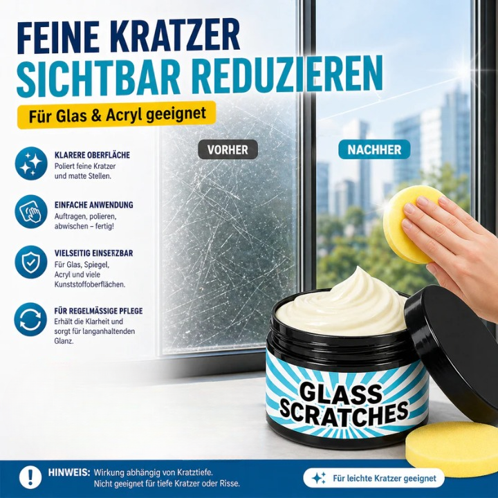 Glass Polishing Cream – Scratch Remover for Glass & Acrylic, 30 g Twin Pack