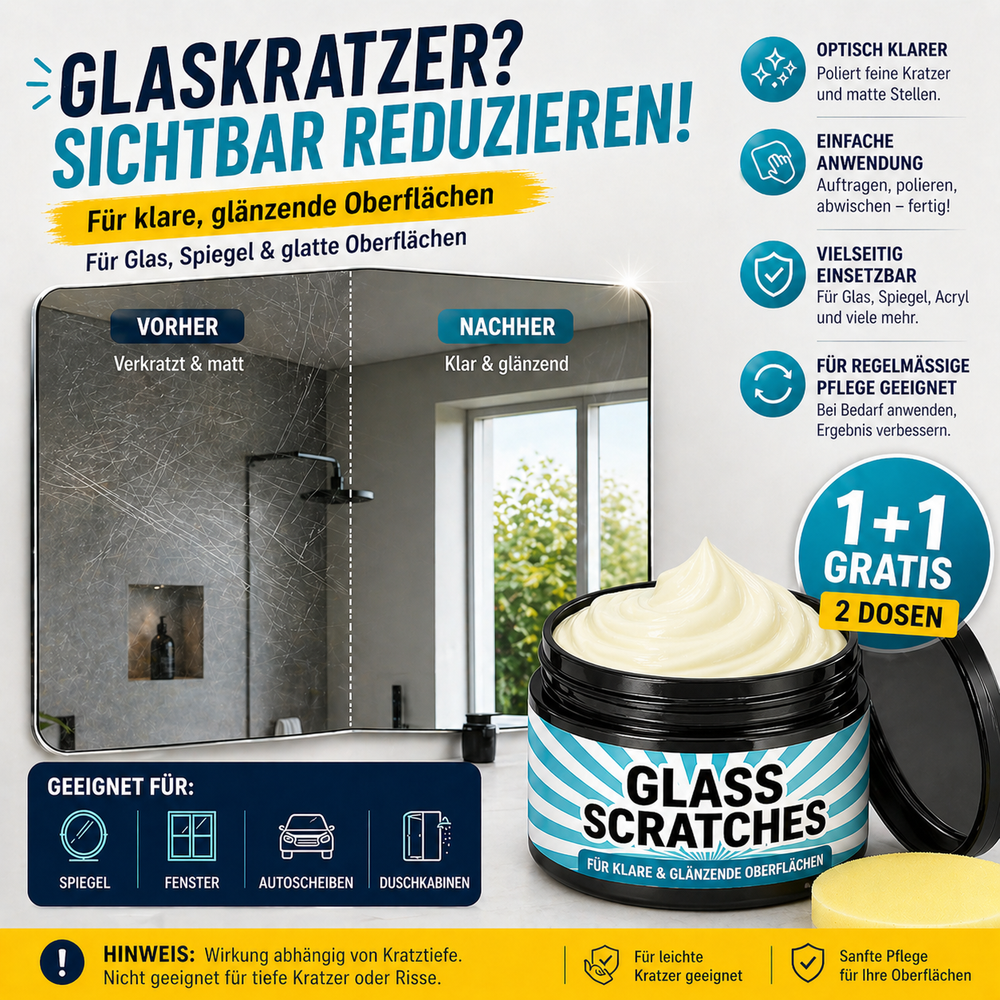 Glass Scratch Remover Cream – 2x30g, Window & Car, Polishing Compound