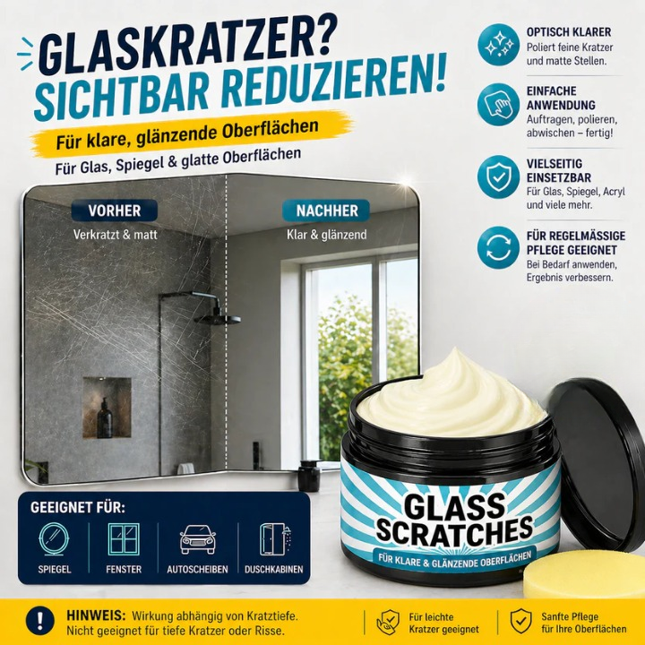 Glass Polishing Cream – Scratch Remover for Glass & Acrylic, 30 g Twin Pack