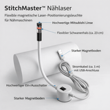 Magnetic Laser Sewing Guide – 3 Interchangeable Heads, 360° Gooseneck & USB 5V