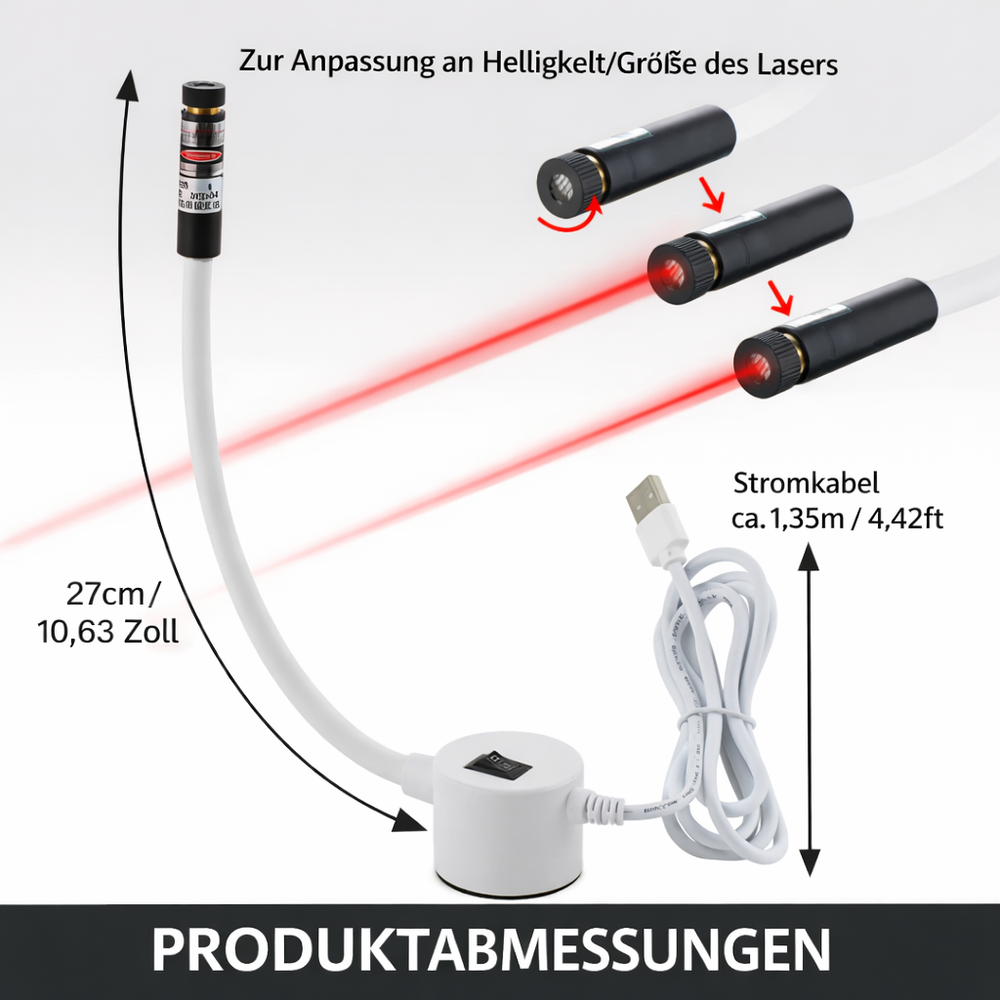 Magnetic Laser Sewing Guide – 3 Interchangeable Heads, 360° Gooseneck & USB 5V