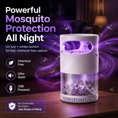 UV Mosquito Trap – Quiet Fan Suction, 360° Coverage & USB-Powered, Chemical-Free