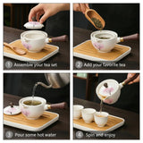 Cherry Blossom Ceramic Teapot – Color-Changing, Rotating Steel Strainer & Wood Handle