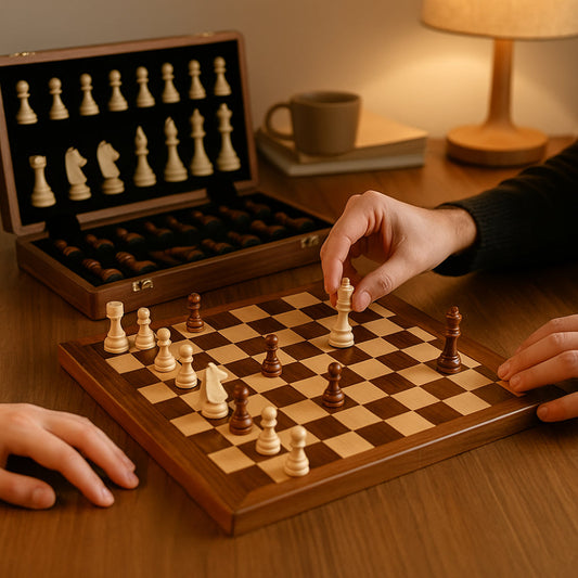 Wooden Chess Set – Classic Strategy Game, Storage Case & Foldable Board