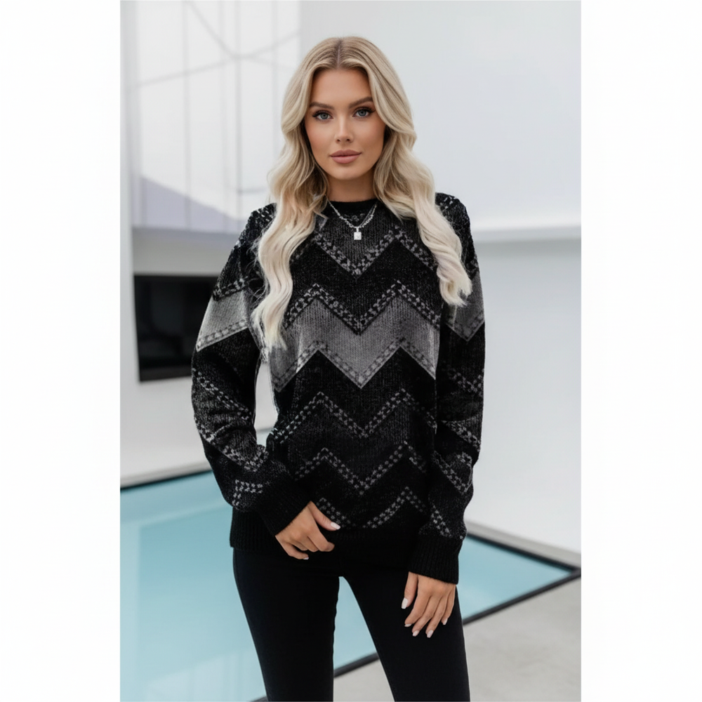 Chevron pattern knitted jumper - Isabella