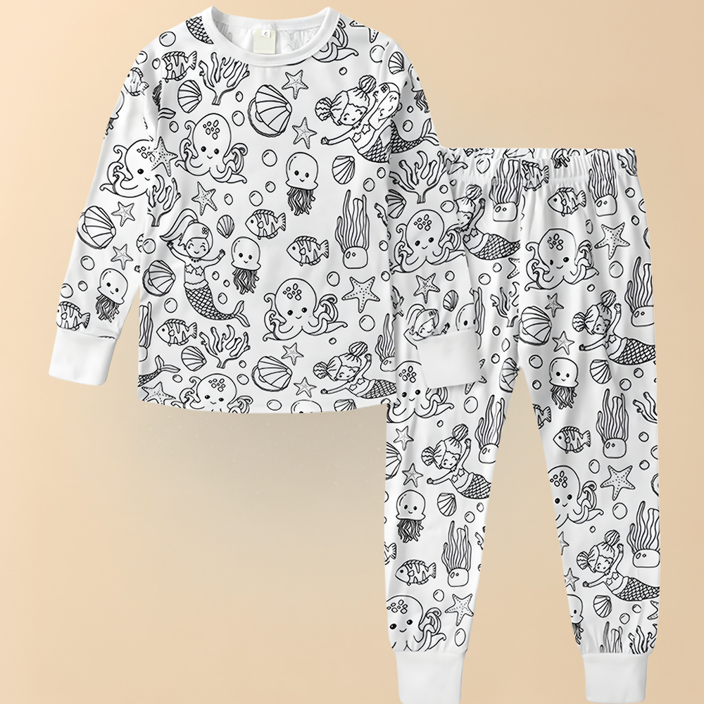 Kids Pajamas Creative Christmas Coloring Set Children