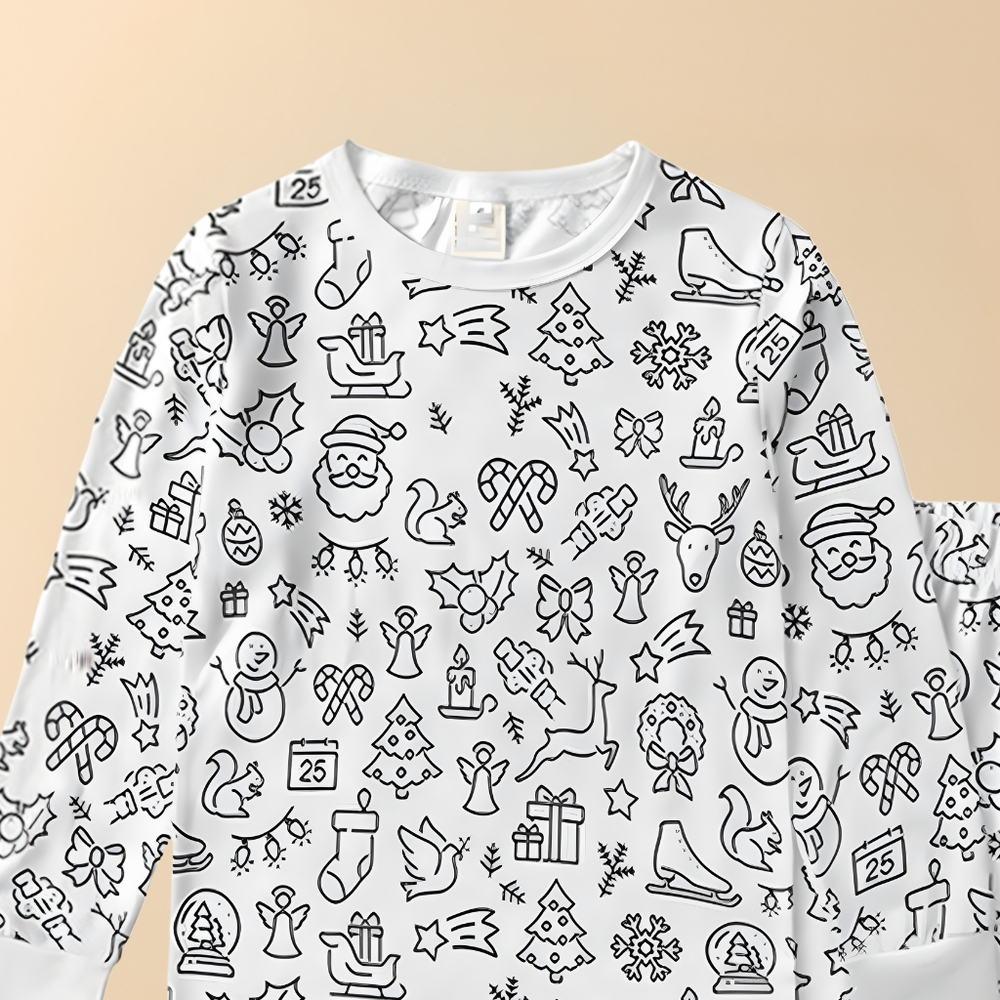 Kids Pajamas Creative Christmas Coloring Set Children