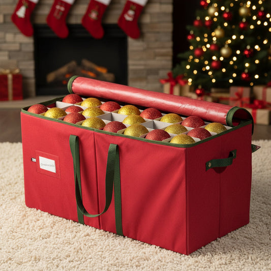 Christmas Ornament Storage Box – Adjustable Dividers & Holiday Organizer