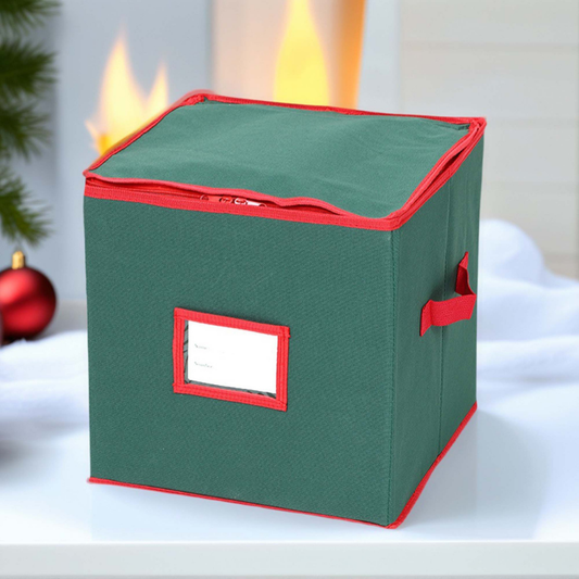 Christmas Ornament Storage Box – Adjustable Dividers & Clear Viewing Window