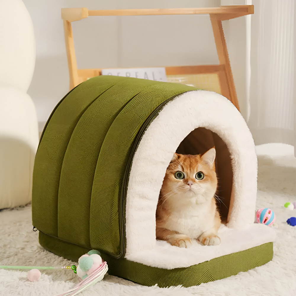 Convertible Dog Cave Bed 2-in-1 – Orthopedic Foam, 3 Sizes & Washable Cover for Dogs & Cats