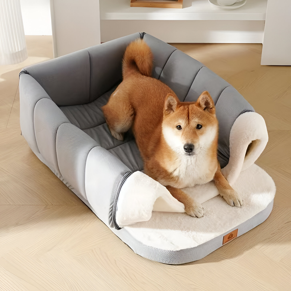Convertible Dog Cave Bed 2-in-1 – Orthopedic Foam, 3 Sizes & Washable Cover for Dogs & Cats