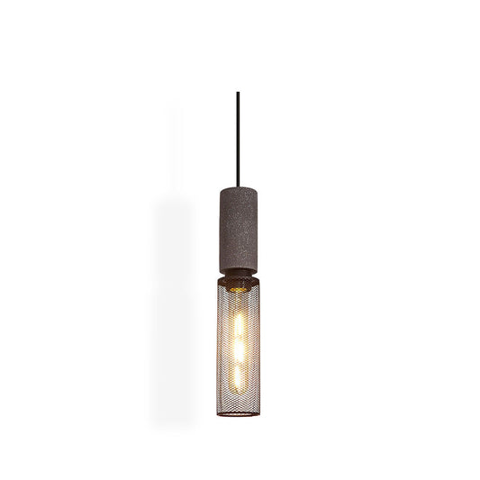 Urban Concrete Pendant Light – Industrial Design, Metal Accents & Cylindrical Shade